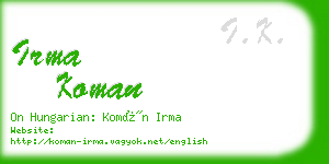 irma koman business card